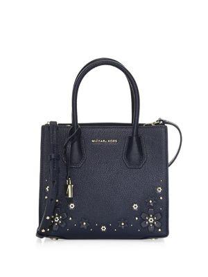 Michael Michael Kors Mercer Floral Embellished Leather Messenger Bag
