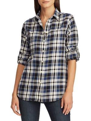 Lauren Ralph Lauren Petite Straight-fit Plaid Cotton Twill Shirt