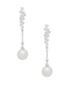 Nadri Crystal And Faux Pearl Mare Linear Earrings