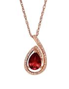 Lord & Taylor Garnet, Diamond And 14k Rose Gold Pendant Necklace