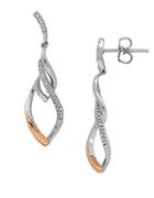 Lord & Taylor Diamond, Sterling Silver And 14k Yellow Gold Twist Earrings