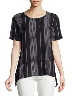 Lord & Taylor Plus Striped Linen Top