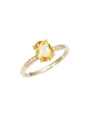 Lord & Taylor 14k Yellow Gold Diamond And Citrine Ring