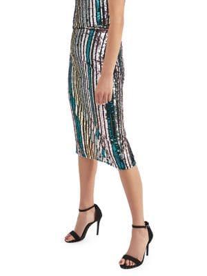Miss Selfridge Embellished Striped Skirt