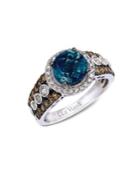 Le Vian Blue Topaz Ring With Diamonds In 14k Vanilla Gold