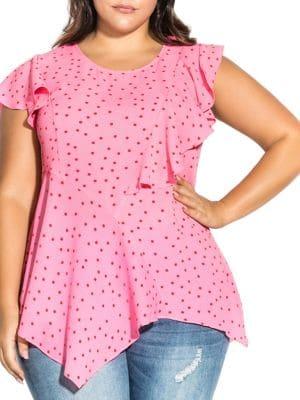 City Chic Plus Dotted Sassy Hem Top