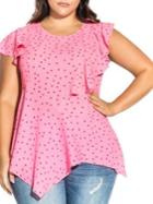 City Chic Plus Dotted Sassy Hem Top