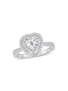 Sonatina Sterling Silver & Diamond Halo Heart Engagement Ring