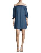 Design Lab Lord & Taylor Chambray Off-the-shoulder Dress