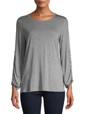 Lord & Taylor Drawstring-sleeve Heathered Top