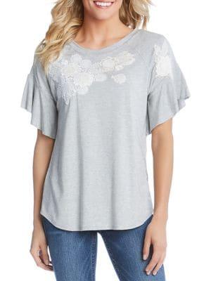 Karen Kane Embellished Ruffle-sleeve Top