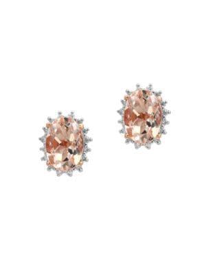 Effy 14k Rose Gold, Diamond & Morganite Stud Earrings