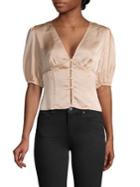 Finders Keepers Puff-sleeve Satin Blouse