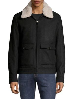 Calvin Klein Faux Shearling-trim Wool-blend Jacket