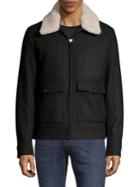 Calvin Klein Faux Shearling-trim Wool-blend Jacket