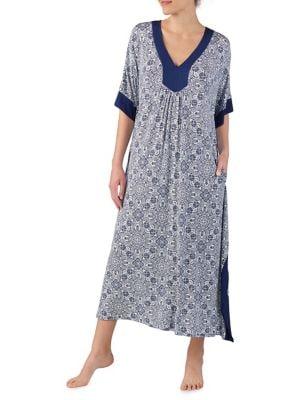Ellen Tracy Paisley Contrast Caftan