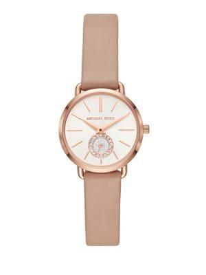 Michael Kors Petite Portia Three-hand Mocha Leather Watch