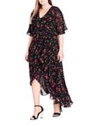 City Chic Plus Fall In Love Floral Maxi Dress