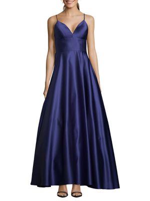 Betsy & Adam V-neck Satin Gown