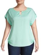 Calvin Klein Plus Hardware Keyhole Roll-sleeve Top