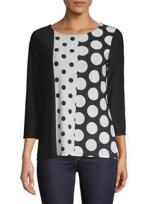 Calvin Klein Polka Dot Three-quarter Top