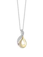 Effy Duo 0.69 Tcw Diamond, 14k White And Yellow Gold Swirl Pendant Necklace