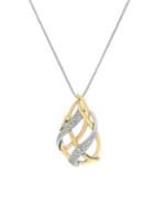 Lord & Taylor Diamond, 14k Yellow Gold And Silver Open Pear Pendant Necklace