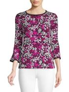 Michael Michael Kors Petite Floral Flared-sleeve Top