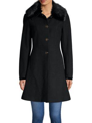 Laundry By Shelli Segal Faux Fur-trimmed Skirted Coat