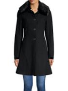 Laundry By Shelli Segal Faux Fur-trimmed Skirted Coat