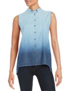 T Tahari Chambray Button-front Top