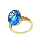 Effy 14k Yellow Gold Blue Topaz And Diamond Ring