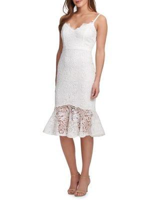 Guess Spaghetti-strap Lace Trumpet Dress
