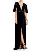 Halston Heritage Short Cape Sleeve Jersey Gown