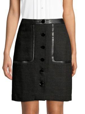 Karl Lagerfeld Paris Tweed Button Skirt