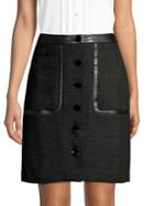 Karl Lagerfeld Paris Tweed Button Skirt