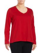 Lord & Taylor Plus V-neck Cotton Tee