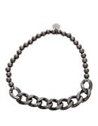 Lord & Taylor Black Sterling Silver Beaded Curbed Chain Stretchy Bracelet