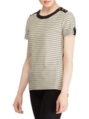 Lauren Ralph Lauren Button-trim Stripe Top