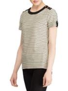 Lauren Ralph Lauren Button-trim Stripe Top