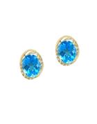 Effy Diamond, Blue Topaz And 14k Yellow Gold Earrings