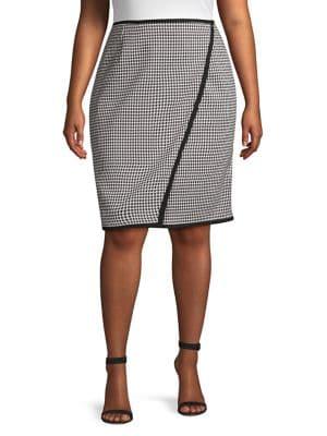 Calvin Klein Plus Houndstooth Printed Skirt
