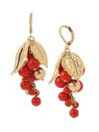 Miriam Haskell Mixed Coral Beaded Cluster Drop Earrings