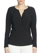 Chaus Long Sleeve Banded Wrap Top
