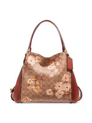 Coach Edie Prairie Floral Signature Canvas Shoulder Bag
