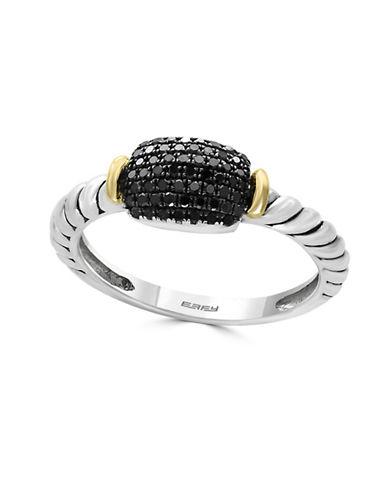 Effy Black Diamond And 18k Yellow Gold-plated Sterling Silver Ring