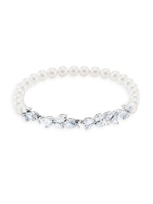Swarovski Louison Faux Pearl & Crystal Leaf Bracelet