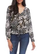 Karen Kane Ruffled Tie-front V-neck Button Top