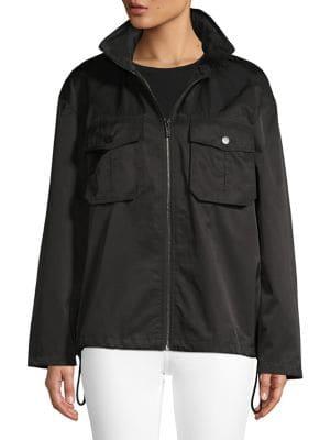 Karl Lagerfeld Paris Hooded Logo Script Windbreaker Jacket