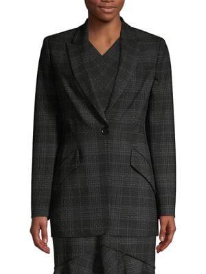 Elie Tahari Madison Plaid Single-breasted Jacket